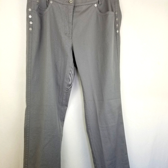 Luisa Cerano Gray Straight Leg Zip Pocket Pants 14 Stretch - Picture 1 of 10